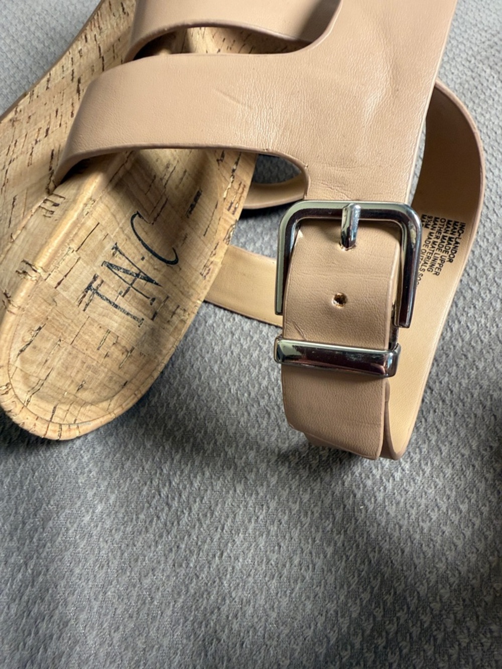 INC International Concepts Beige Cork Wedge Sandals - Picture 10 of 10